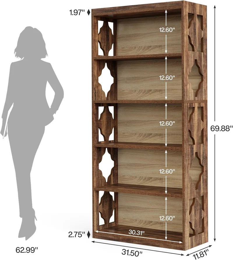 Tribesigns Bibliothèque à 5 niveaux, Bibliothèque en bois de 179 cm