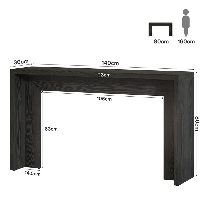 Table console rustique de 140 cm, Table de canapé de ferme Table d'entrée