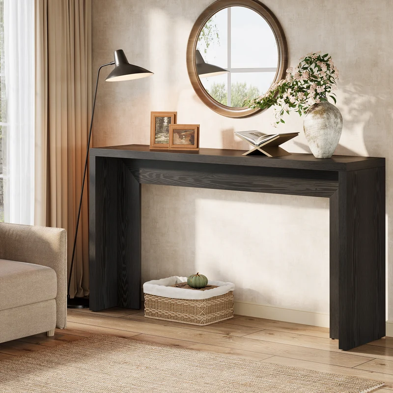 Table console rustique de 140 cm, Table de canapé de ferme Table d'entrée
