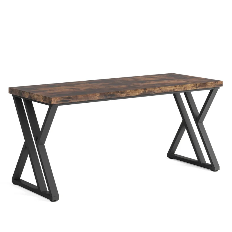 Tribesigns Bureau 140 cm avec pieds en métal en forme de Z, Bureau informatique robuste pour télétravail et bureau