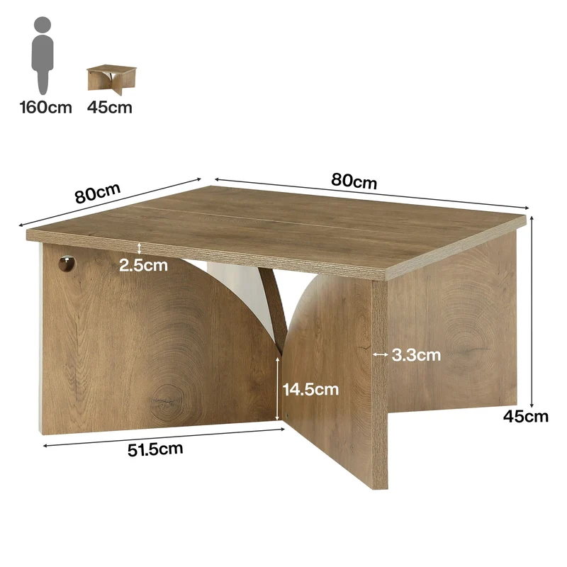 Tribesigns Petite table basse carrée (80 cm), Table d'appoint style ferme avec base robuste