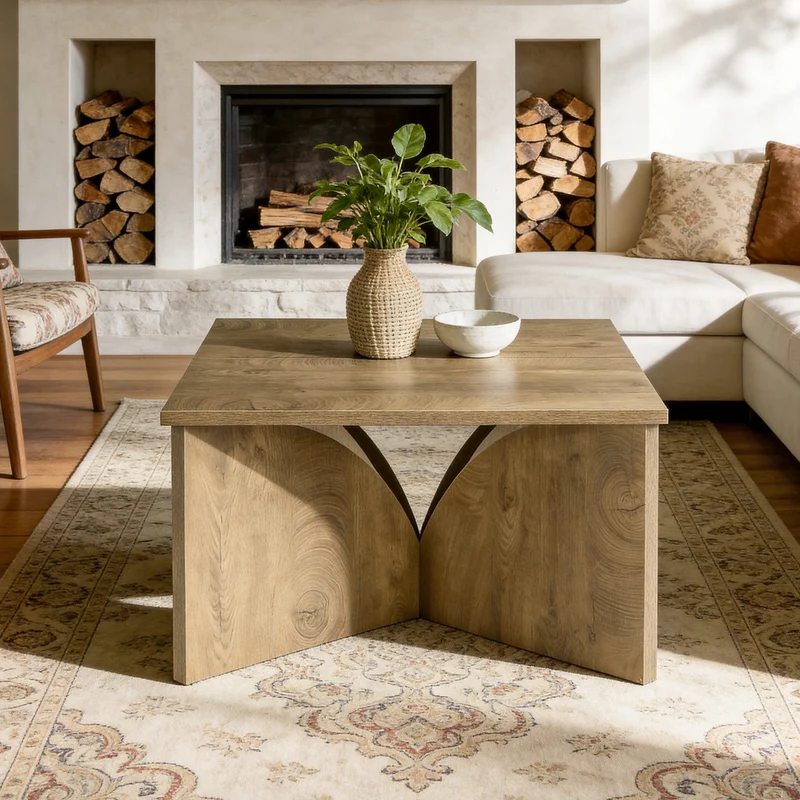 Tribesigns Petite table basse carrée (80 cm), Table d'appoint style ferme avec base robuste