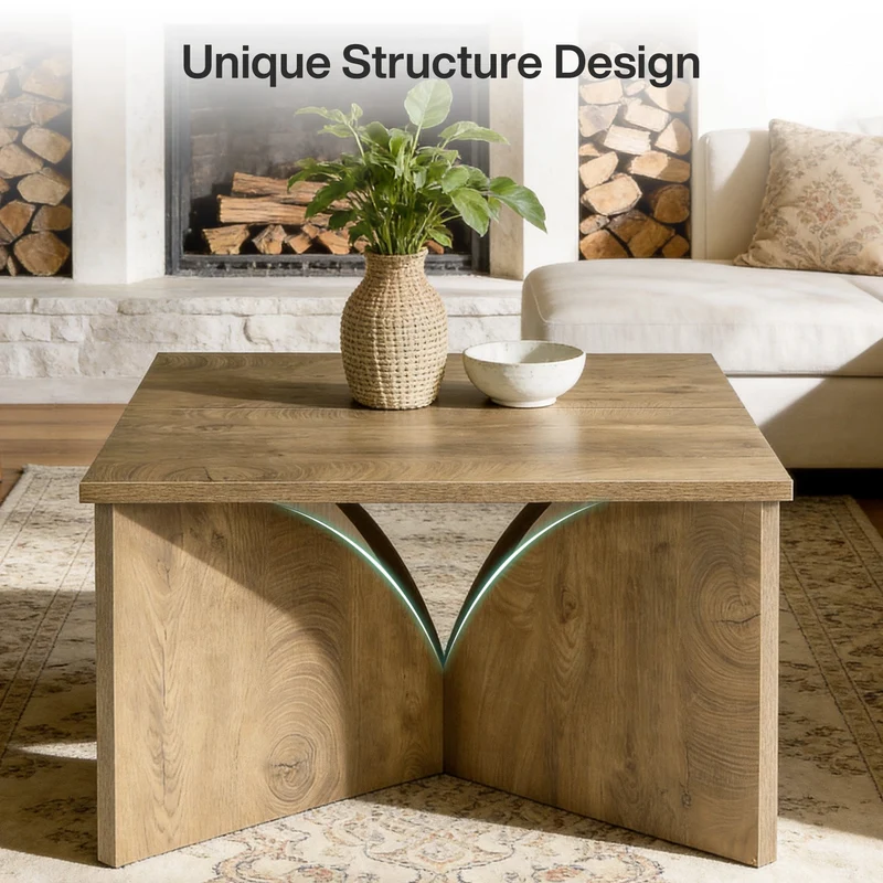 Tribesigns Petite table basse carrée (80 cm), Table d'appoint style ferme avec base robuste