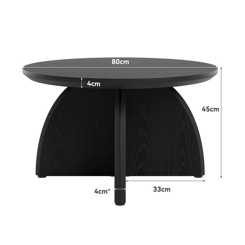 Tribesigns Table basse ronde 80 cm, Table de salon moderne avec pied central robuste