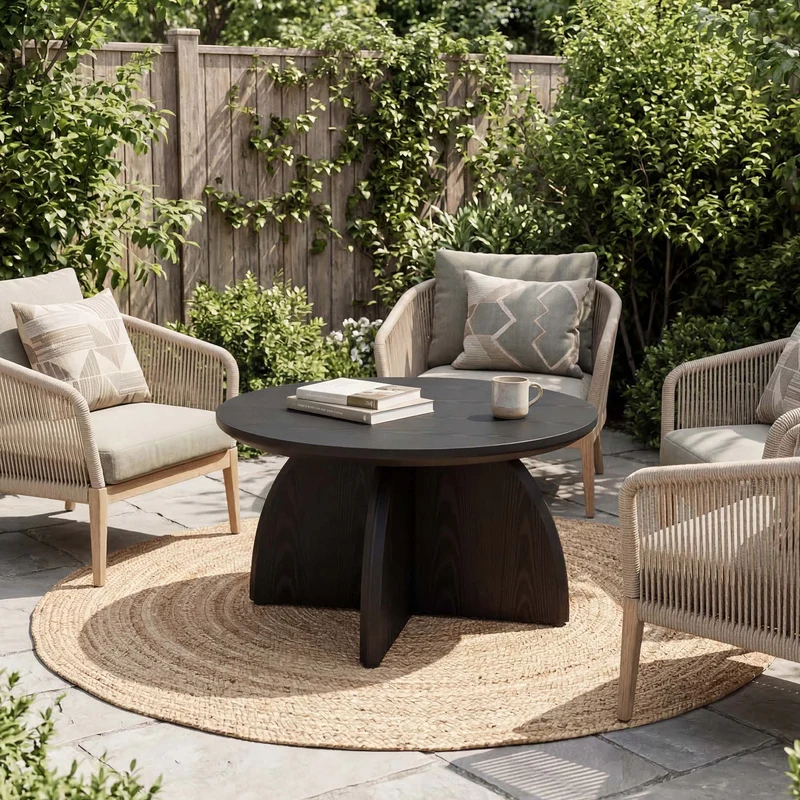 Tribesigns Table basse ronde 80 cm, Table de salon moderne avec pied central robuste