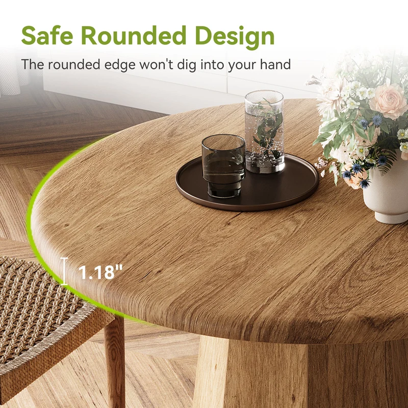 Table de salle à manger ronde Tribesigns 80 cm pour 2 à 4 personnes, Petite table de cuisine avec cadre robuste