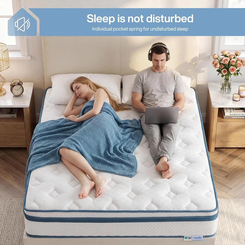 Tribesigns Matelas à ressorts ensachés H3, Fermeté moyenne en mousse viscoélastique orthopédique