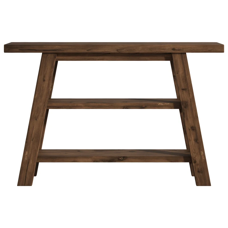 Tribesigns Table console en bois massif de 120 cm de long avec étagères à 3 niveaux