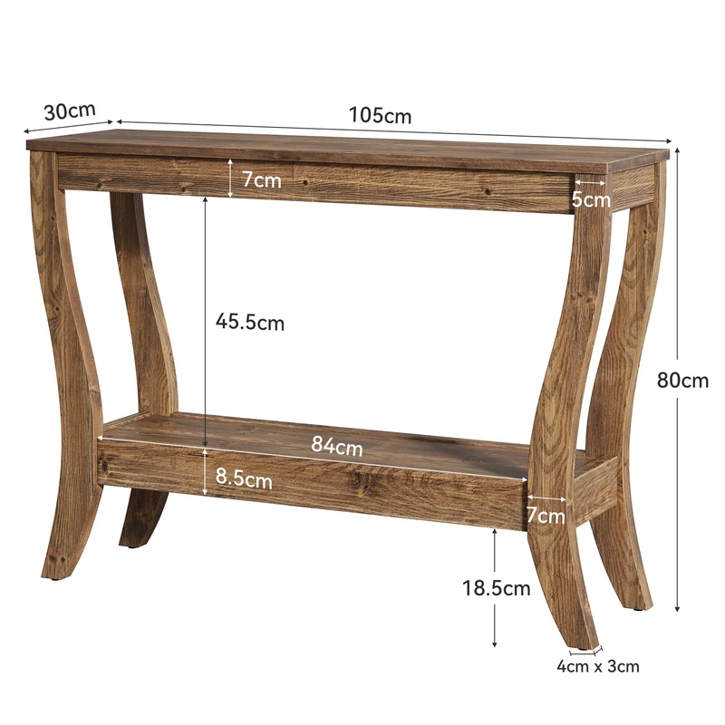 Tribesigns Console en bois de 105 cm, Table d'entrée de style campagnard à 2 niveaux avec rangement