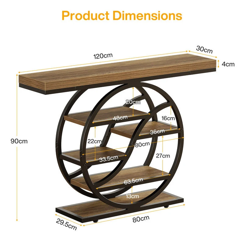Tribesigns Table basse à 6 niveaux avec compartiments de rangement de 120 cm pour couloir et salon
