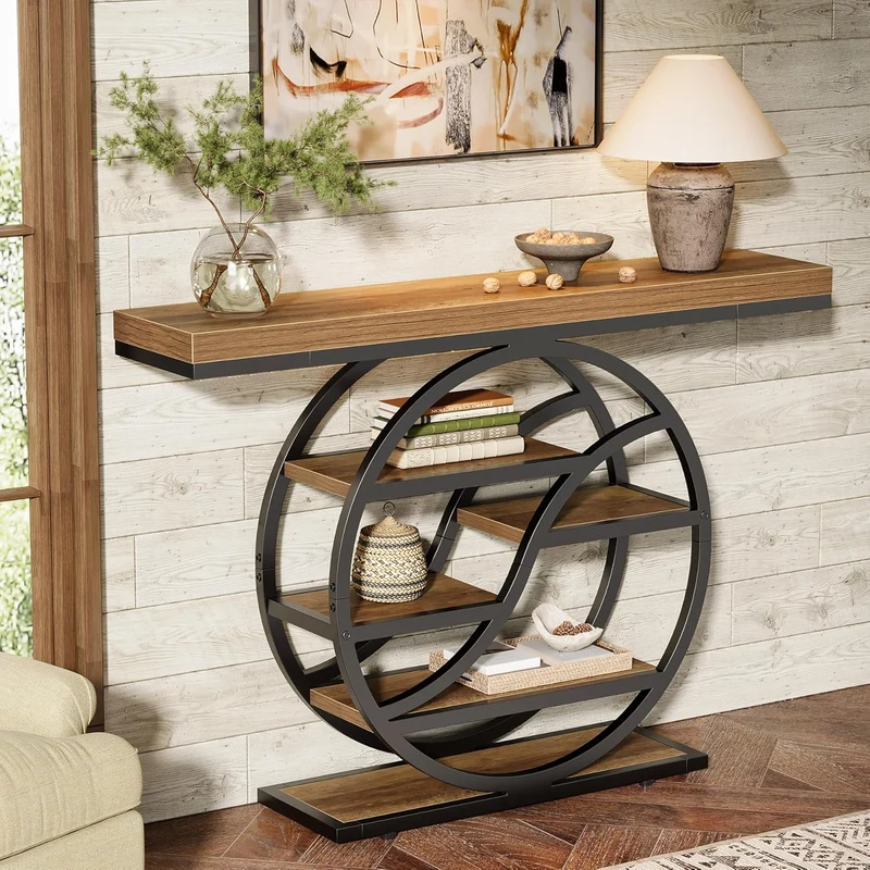 Tribesigns Table basse à 6 niveaux avec compartiments de rangement de 120 cm pour couloir et salon