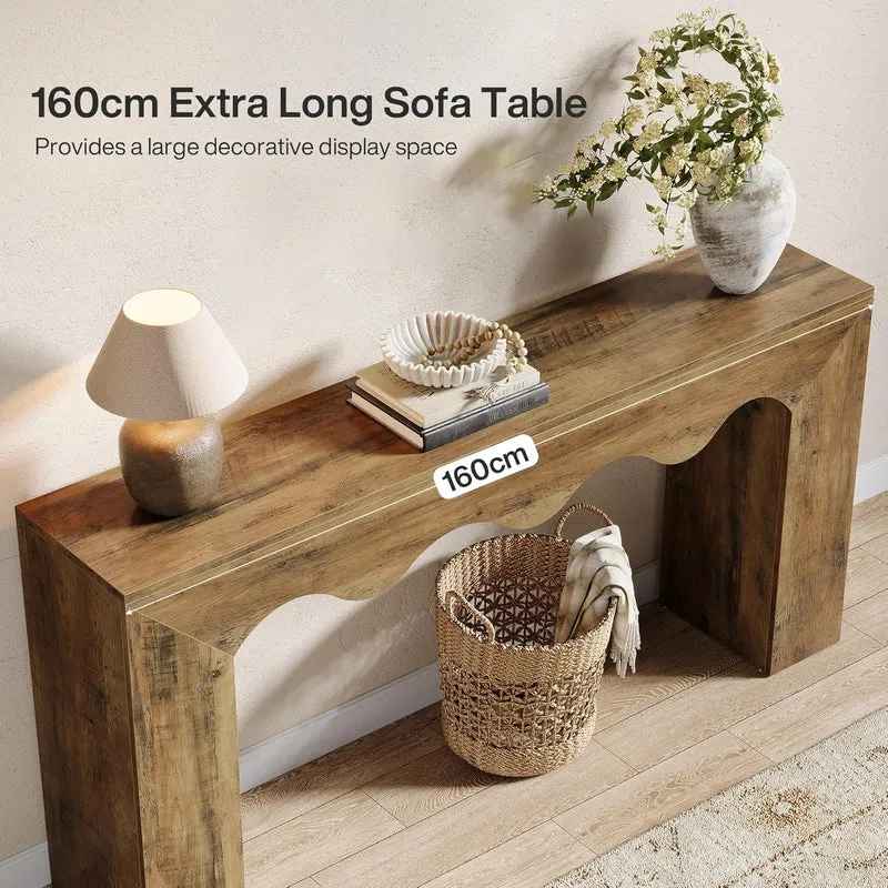 Tribesigns Console ondulée de 160 cm, design rustique, Table d'entrée étroite