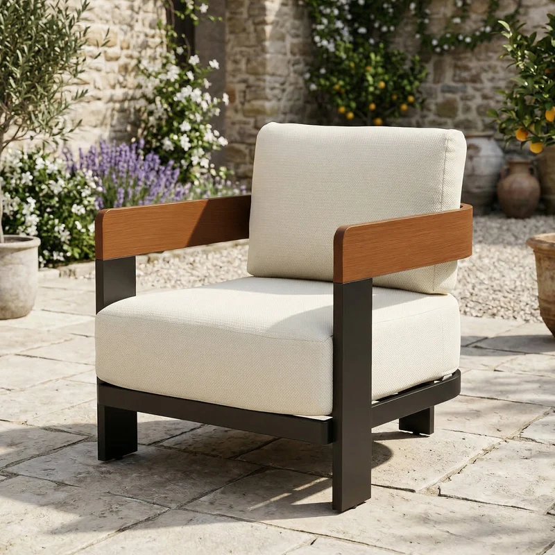 Tribesigns Chaise longue d'extérieur, Chaise de patio avec coussins et structure en aluminium