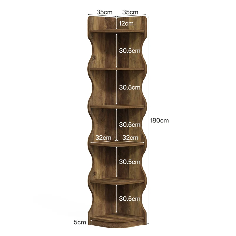 Tribeisgns Étagère d'angle, Étagère moderne à 6 niveaux de 180 cm