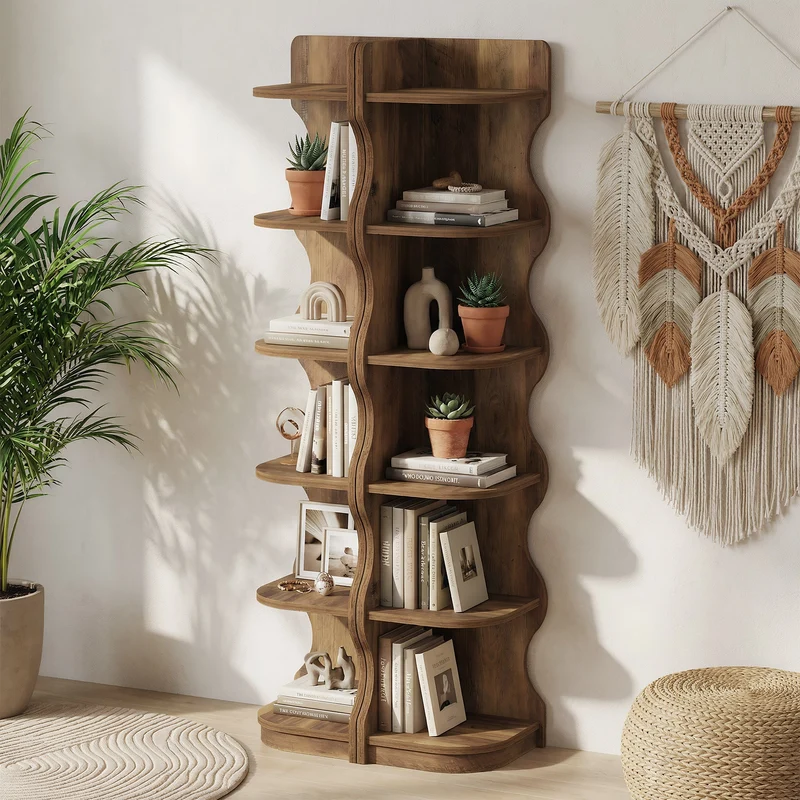 Tribeisgns Étagère d'angle, Étagère moderne à 6 niveaux de 180 cm