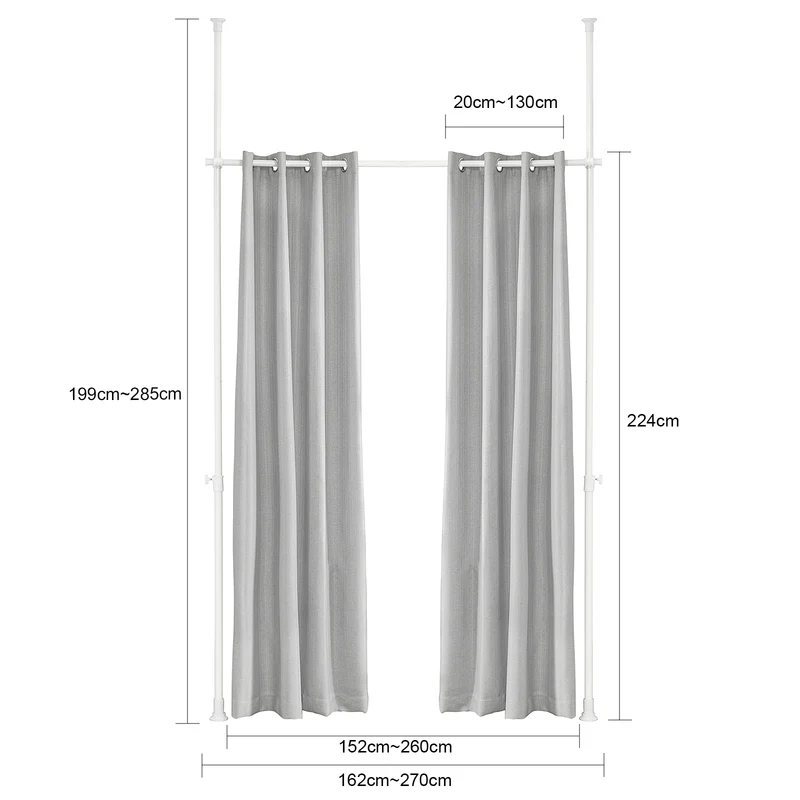 SoBuy KLS12-HG Paravent Séparateur de Pièces Rideau Télescopique Rideau Réglable en Hauteur Rideau