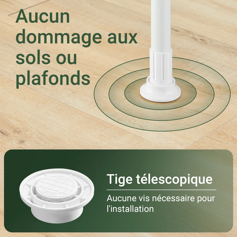 sebuyfr.comG34-II-W Portant à vêtements télescopique robuste – Penderie ouverte réglable avec tringles et étagères, Porte-manteau pour chambre ou dressing, Blanc