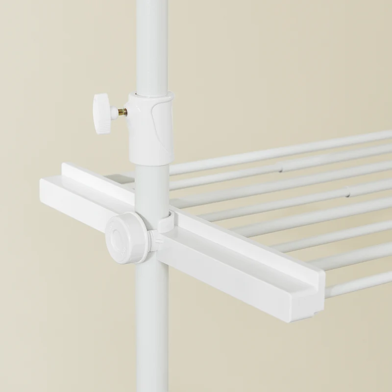 sebuyfr.comG34-II-W Portant à vêtements télescopique robuste – Penderie ouverte réglable avec tringles et étagères, Porte-manteau pour chambre ou dressing, Blanc