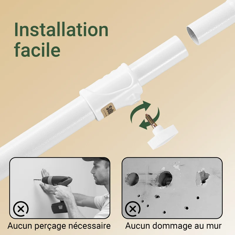 sebuyfr.comG34-II-W Portant à vêtements télescopique robuste – Penderie ouverte réglable avec tringles et étagères, Porte-manteau pour chambre ou dressing, Blanc