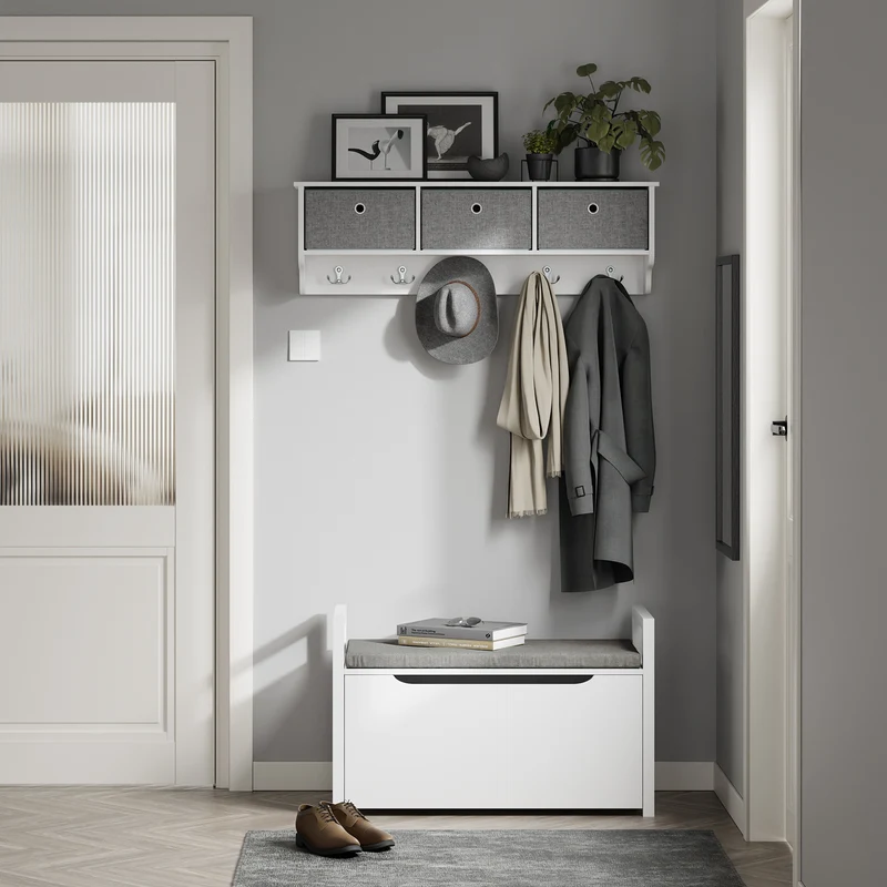 SoBuy FSR76-W Banc à Chaussures avec Coussin Rembourré et Rangement pour Entrée Couloir – 86x38x54 cm, Blanc