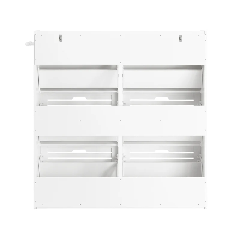 SoBuy FSR145-W Armoire à Chaussures 6 Abattants avec 2 Crochets – 115 × 30 × 112 cm, Blanc