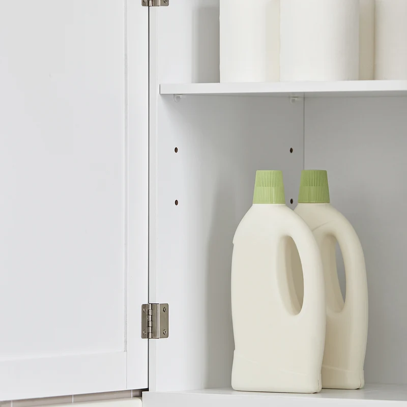 SoBuy BZR17-W Colonne Salle de Bain Meuble Salle de Bain Rangement avec Armoire et 3 Étagères Ouvertes, Petit Meuble Compact avec 1 Tiroir pour WC, Chambre 40x161x35 cm