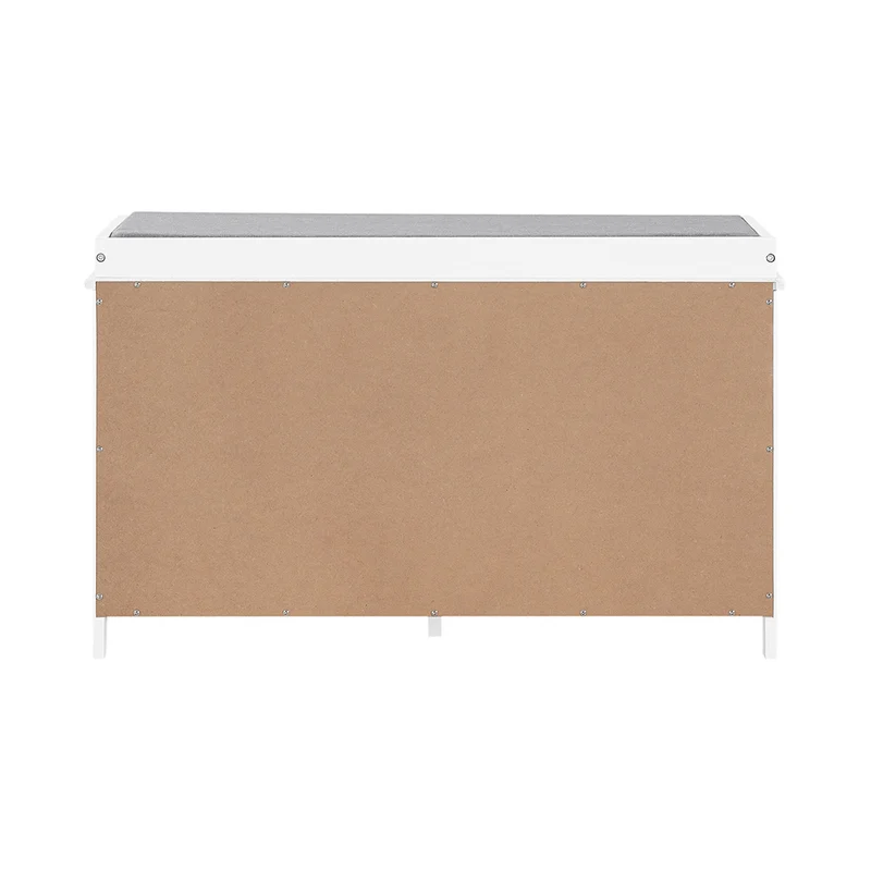 SoBuy FSR23-K-W Banc à Chaussures avec Coussin Rembourré et 2 Cubes de Rangement pour Entrée – 71x34x43 cm, Blanc