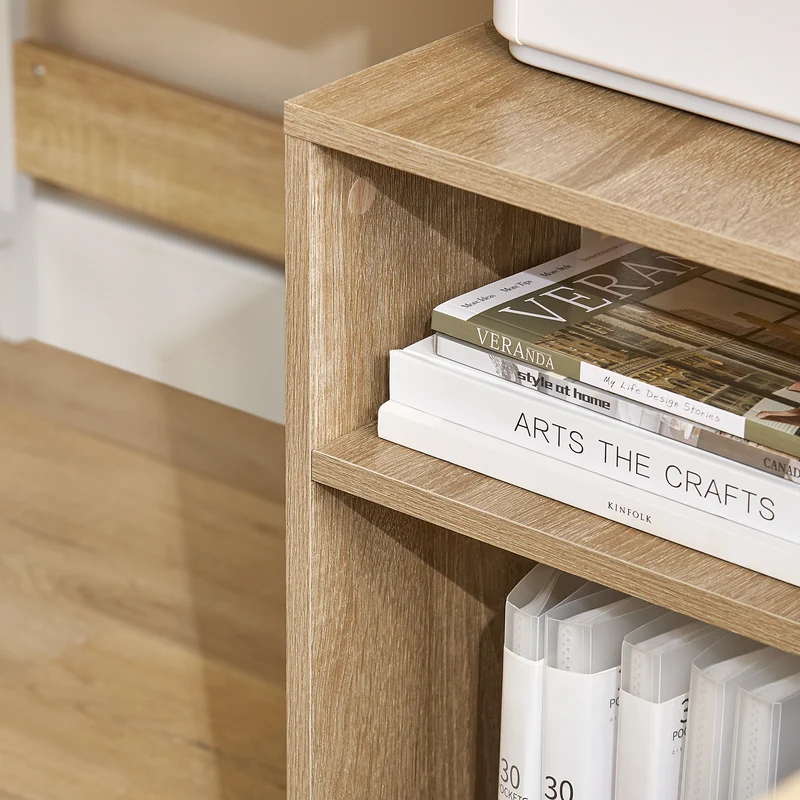SoBuy FBT34-N Table d’Appoint avec Roulettes et 2 Niveaux, Mobile, Rangement Optimisé, Design Fonctionnel, Usage Quotidien, Pratique – L70×P35×H60 cm, Naturel