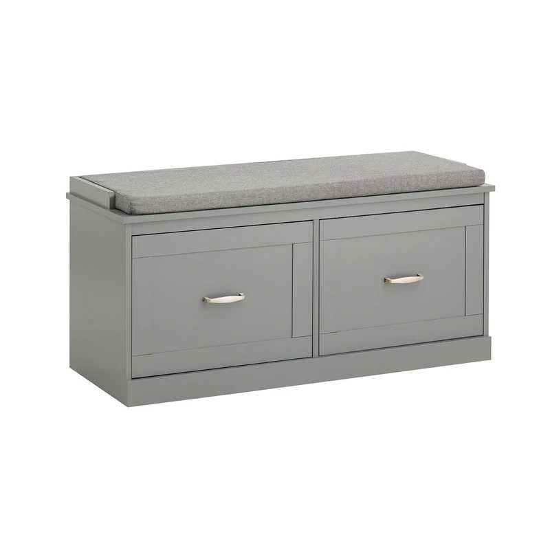 SoBuy FSR131-HG Banc d’Entrée avec Coussin Rembourré et 2 Tiroirs – Charge 150 kg – Gris