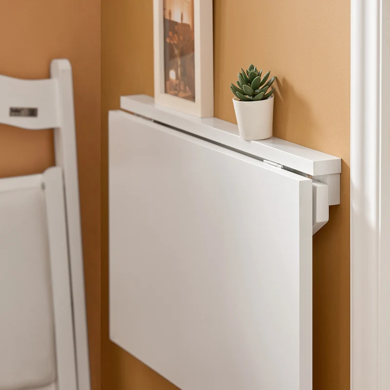 SoBuy FWT03-W Table Murale Pliante 60×40 cm – Bureau ou Table Repas, Charge 50 kg, Blanc
