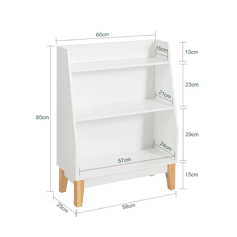 SoBuy KMB47-W Bibliothèque Étagère à Livres Étagère de Rangement pour Livres et Jouets Enfant, Porte-revues avec 3 étagères, 60x25x80 cm