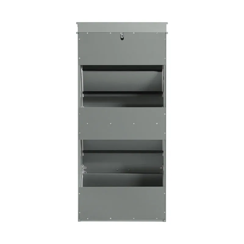 SoBuy FSR94-HG Armoire à Chaussures Slim 24 cm à 3 Abattants – 12 Paires – Dos Ventilé – Bois FSC – Gris