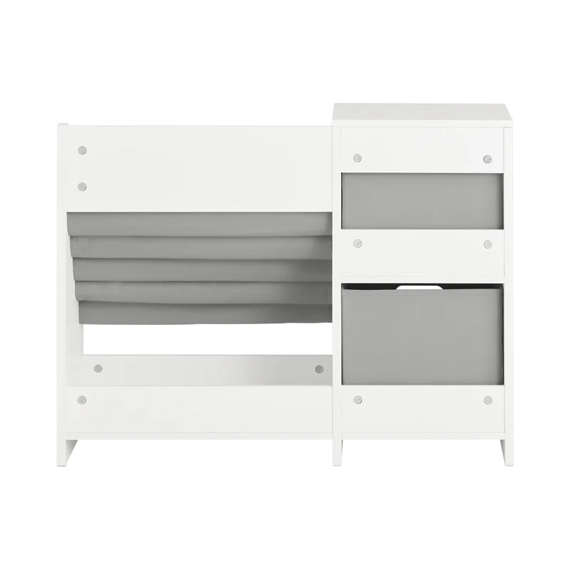 SoBuy KMB76-W Bibliothèque Enfants, Organisateur Jouets et Livres, Étagère de Rangement pour Enfants avec 2 Paniers, 5 Étagères et 1 Compartiment