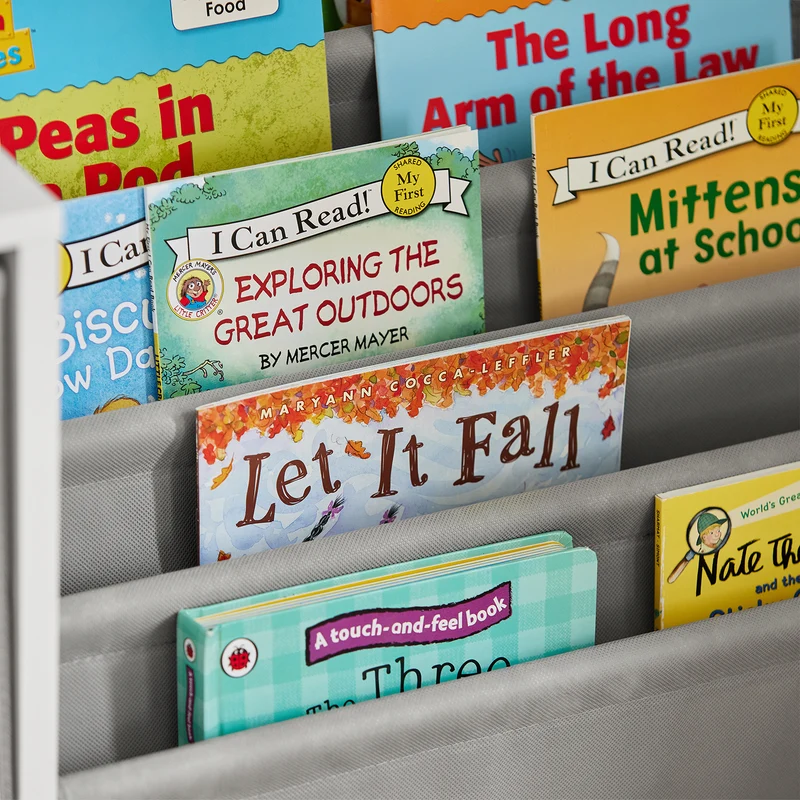 SoBuy KMB76-W Bibliothèque Enfants, Organisateur Jouets et Livres, Étagère de Rangement pour Enfants avec 2 Paniers, 5 Étagères et 1 Compartiment