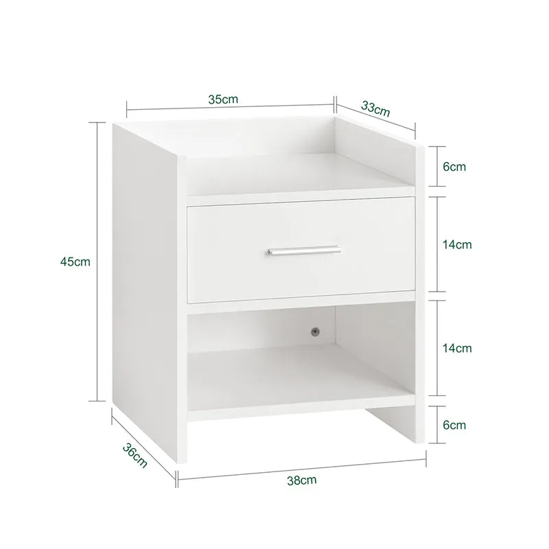 SoBuy FBT66-W Table de Chevet Table de Nuit Bout de Canapé avec 1 Tiroir 1 Niche Blanc
