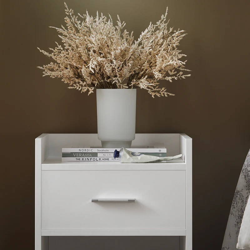 SoBuy FBT66-W Table de Chevet Table de Nuit Bout de Canapé avec 1 Tiroir 1 Niche Blanc