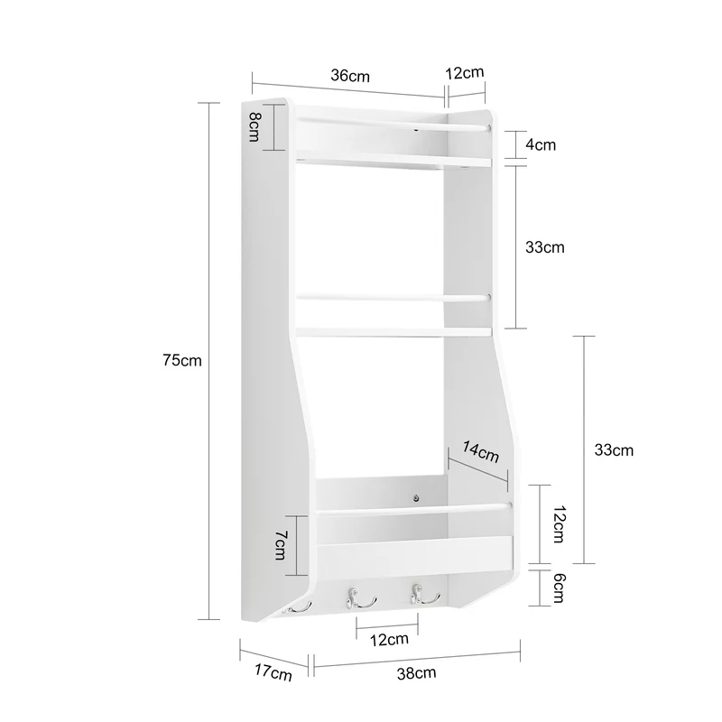 SoBuy KCR12-W Étagère à Suspendre Étagere Rangement murale Étagère à Épices Rangement Cuisine Étagère de salle de bain