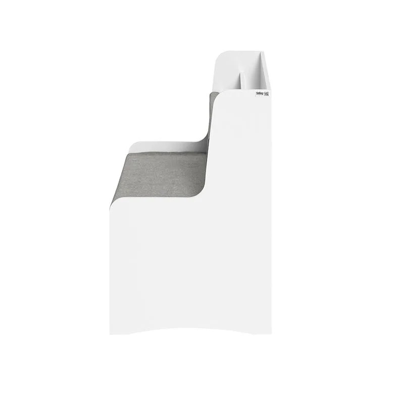 SoBuy KMB66-W Coffre de Rangement Enfants, Banc de Rangement pour Enfants avec Bibliothèque, 2 Tiroirs sur roulettes et Coussin d'assise, 100 x 45 x 70 cm, Blanc