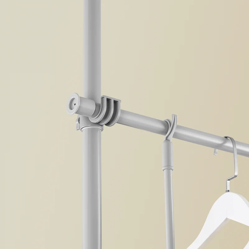 SoBuy KLS03-II-HG Portant à vêtements télescopique robuste – Penderie ouverte réglable avec tringles pour chambre/dressing, Gris