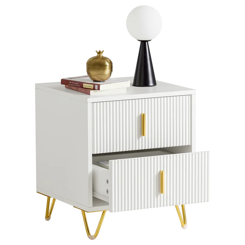 SoBuy FBT115-W Table de Chevet - Table de Nuit avec 2 tiroirs, Table d'appoint pour Chambre à Coucher - Meuble de Rangement Moderne, Blanc L40 x P40 x H47 cm