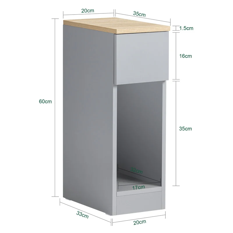 SoBuy FBT111-HGx2 Lot de 2 Tables de Chevet avec Tiroir, Gain de Place, pour Salon et Chambre, Rangement Optimisé, Design Fonctionnel – L20×P35×H60 cm, Gris