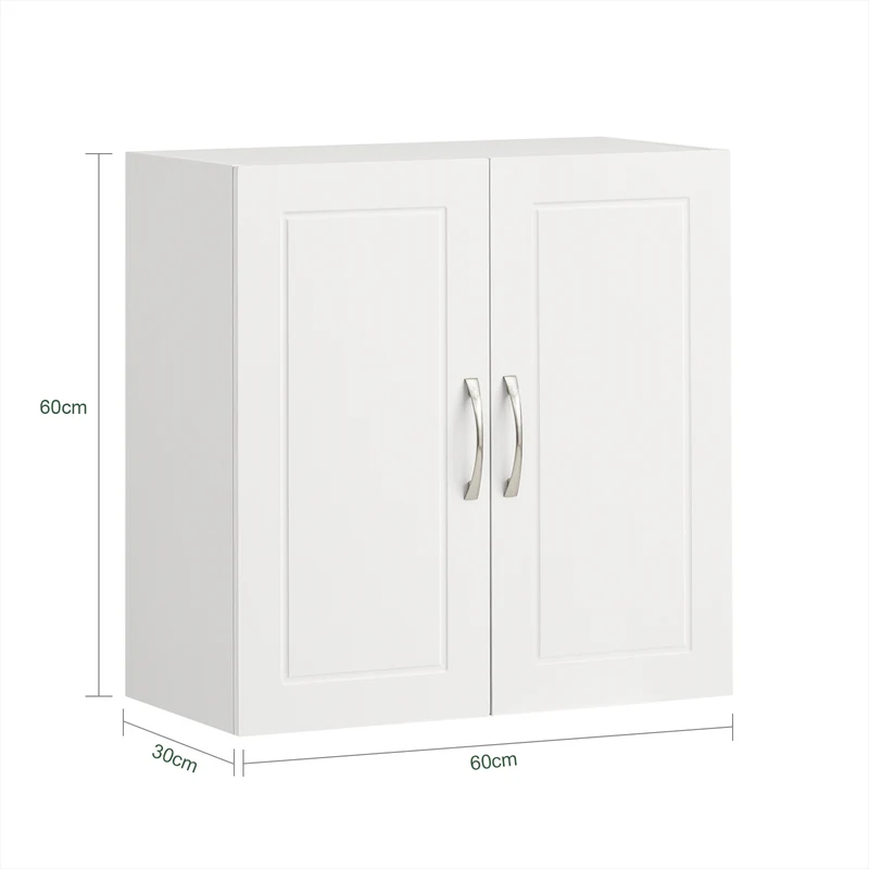 SoBuy FRG231-W Armoire Murale Salle de Bain avec Porte et Étagère Réglable – L60×P30×H60 cm, Charge 25 kg, MDF E1, Blanc