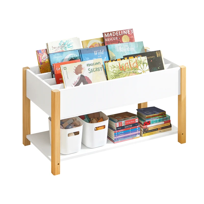 SoBuy KMB35-W Bibliothèque Enfant avec 2 Étagères, Usage Polyvalent, pour Chambre d’Enfant, Rangement Optimisé, Design Fonctionnel – L85×P42×H45 cm, Blanc