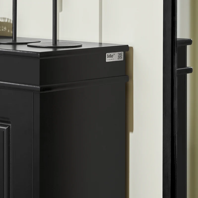 SoBuy FSR94-SCH – Armoire à Chaussures Slim 24 cm – 3 Abattants, 12 Paires – Noir Mat FSC®
