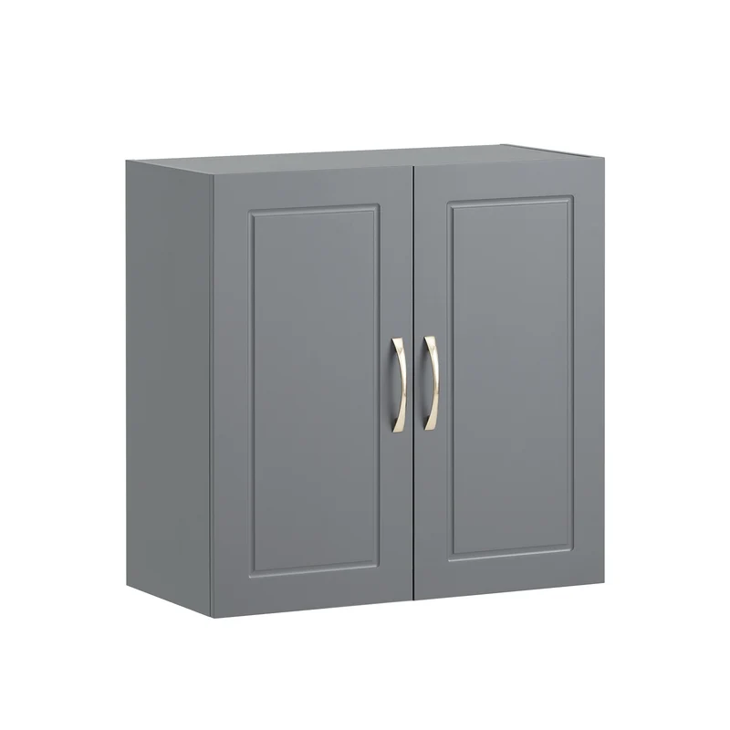 sebuyfr.comG231-DG Meuble Haut Salle de Bain Suspendu Armoire Murale avec Étagère Réglable et Porte Rangement Mural Compact pour Salle de Bain, WC ou Cuisine Gris 60x30x60 cm
