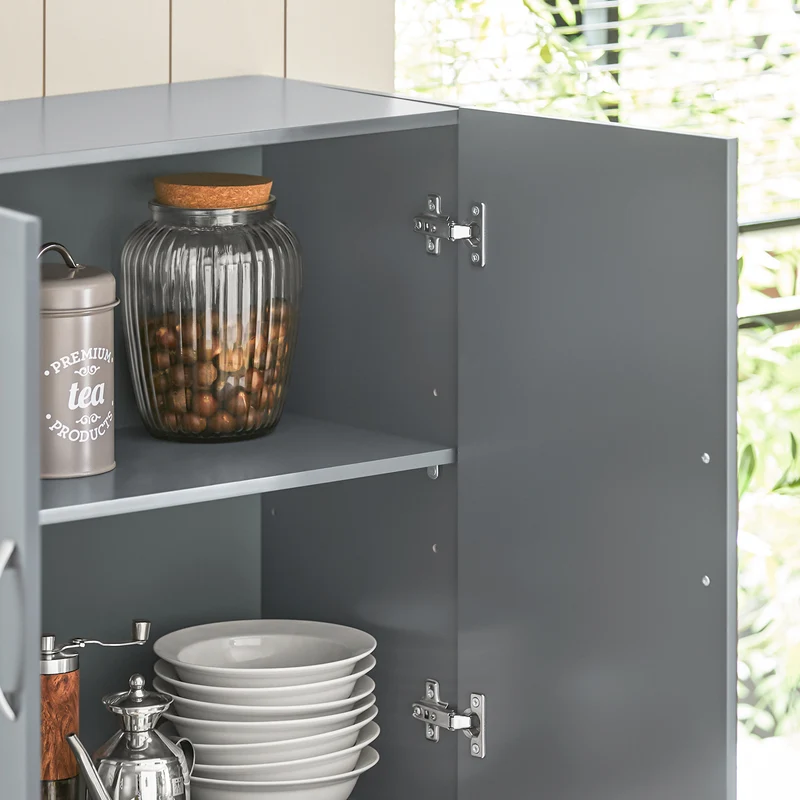 SoBuy FRG231-DG Meuble Haut Salle de Bain Suspendu Armoire Murale avec Étagère Réglable et Porte Rangement Mural Compact pour Salle de Bain, WC ou Cuisine Gris 60x30x60 cm
