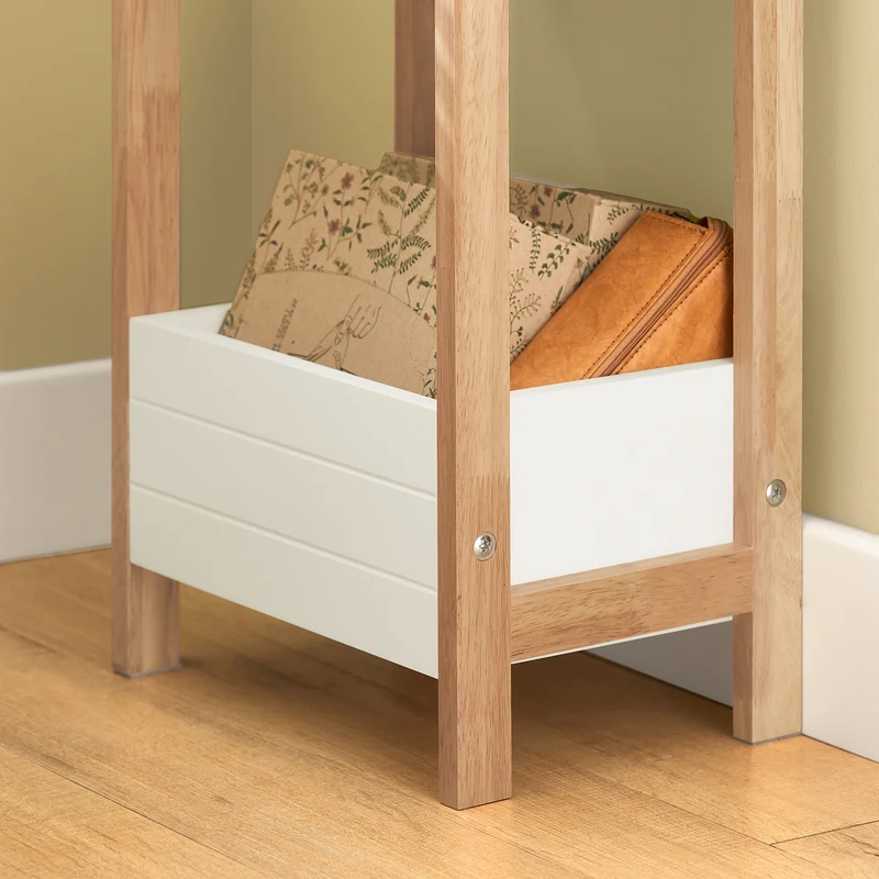 sebuyfr.comG226-WN Tour de rangement salle de bain 20 cm avec 3 paniers – Blanc et bois