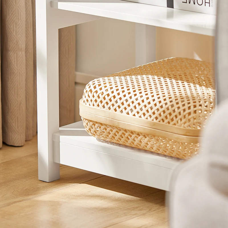 SoBuy FBT46-W Table de Chevet avec 1 Tiroir & 2 Étagères, Table d'appoint Moderne, Blanche, L45 x P30 x H68cm