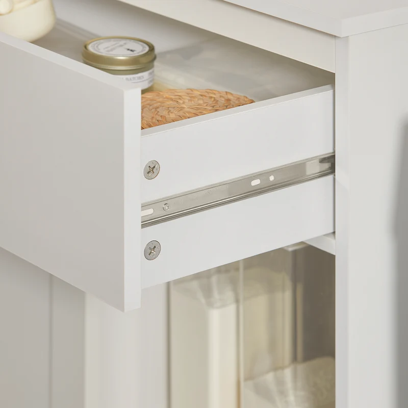 SoBuy BZR66-W Meuble Salle de Bain avec Panier à Linge Amovible, 1 Tiroir et 2 Étagères – Rangement Compact Blanc – 66×37×95 cm