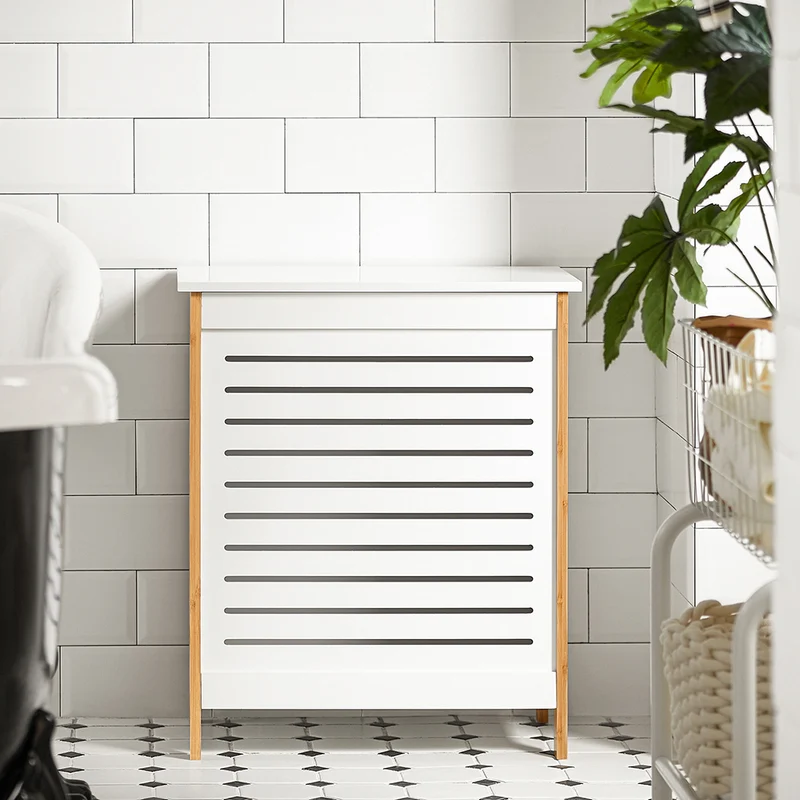 SoBuy FSS66-WN Corbeille à Linge, Coffre à Linge, Panier de Rangement, Corbeille Linge Sale avec Couvercle, Porte Vêtement Pour Laverie Salle de Bain